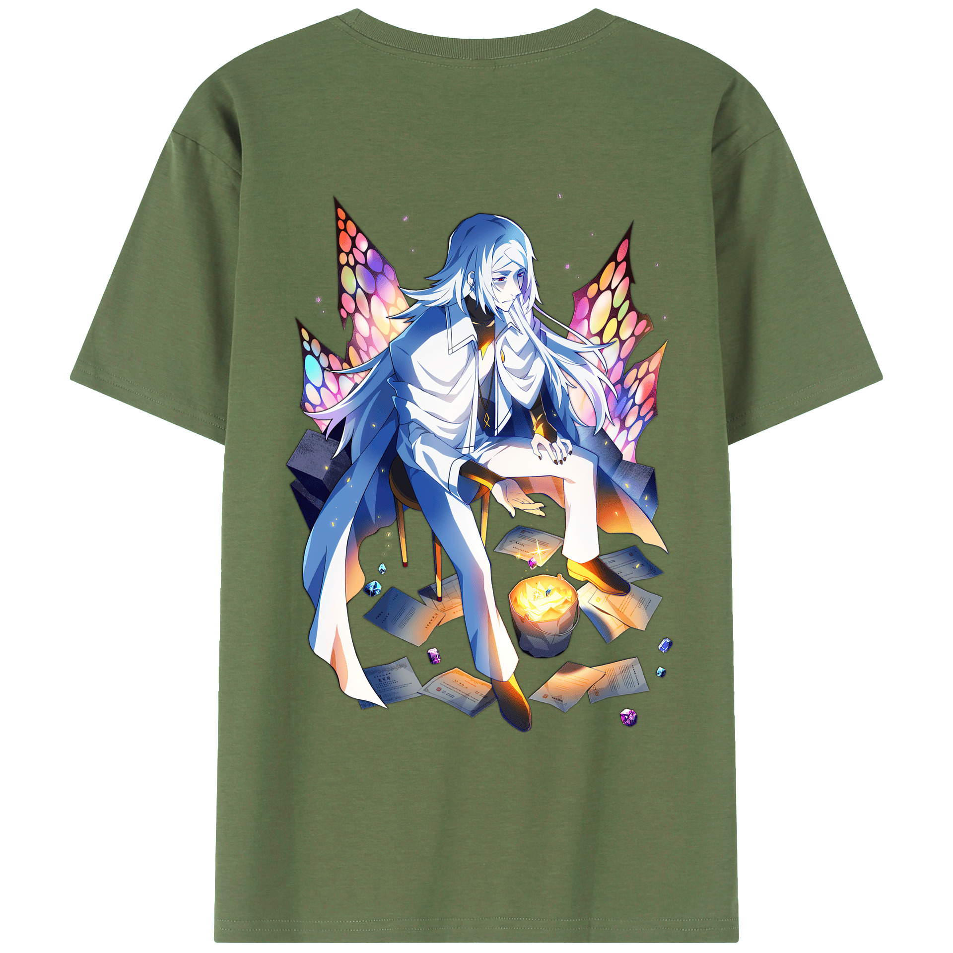 （画像用） 文豪ストレイドッグス Bungo Stray Dogs 綿100％ メンズ半袖Tシャツ（バックプリント） 通気性